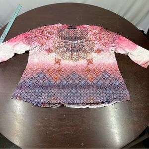 Embroidered Ombre Medallion Tunic - Pink & Purple